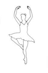 Front view of ballet dancer metal wall art and decor