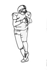 Front view of Football quarter back metal wall art and decor