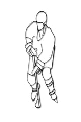 Front view of Hockey metal wall art and decor, male player