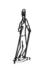 Side view of Metal Skiing wall art and decor, snow skier