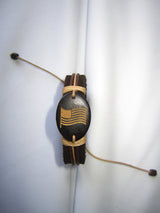 leather US flag bracelet