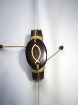 leather Jesus fish bracelet