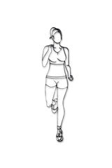 Front view of female runner metal wall art and decor