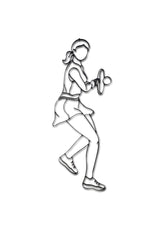 Front view of female Tennis metal wall art and decor