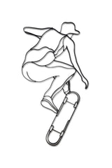 Front view of Skate boarder metal wall art and decor