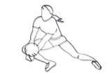 Front view of metal volleyball wall decor, female digging