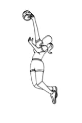 Front view of Volleyball metal wall art and decor, player spiking