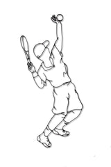 Front view of Tennis metal wall art and decor, male player