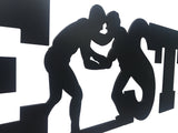 Wrestler Word Metal Sign