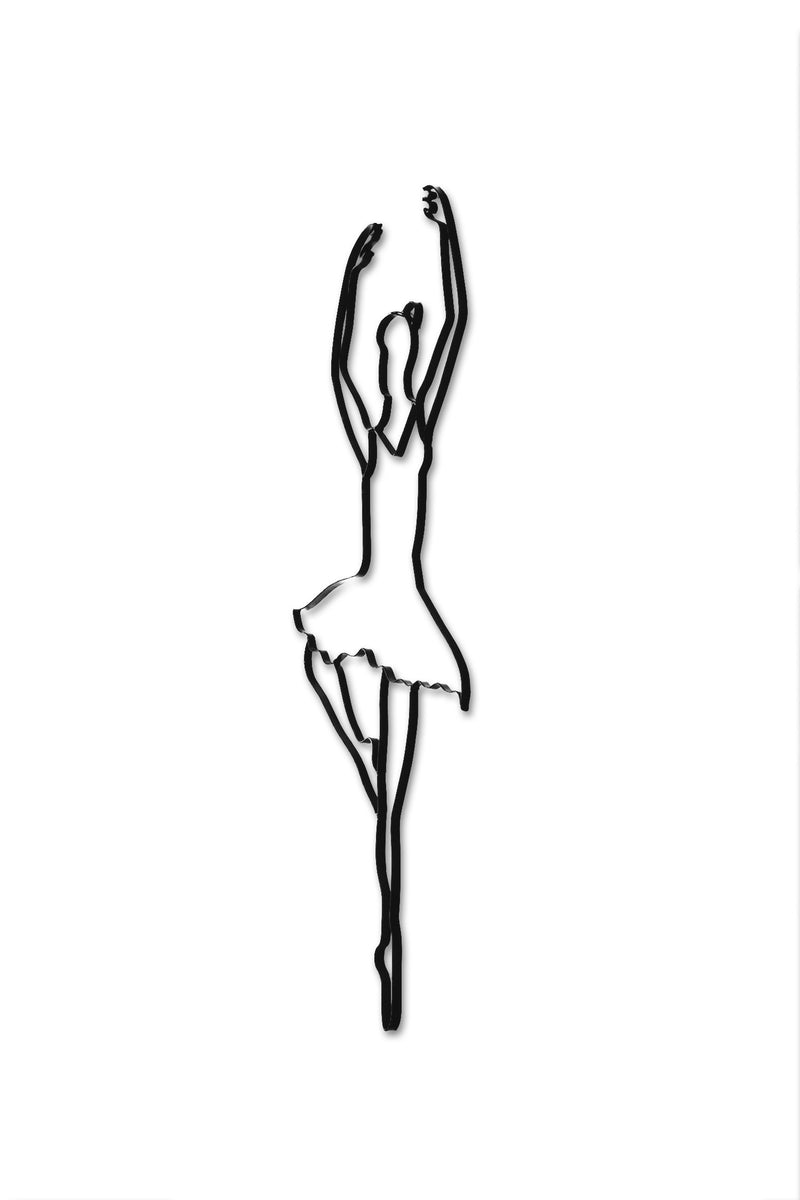 Side view of metal ballerina wall art and decor