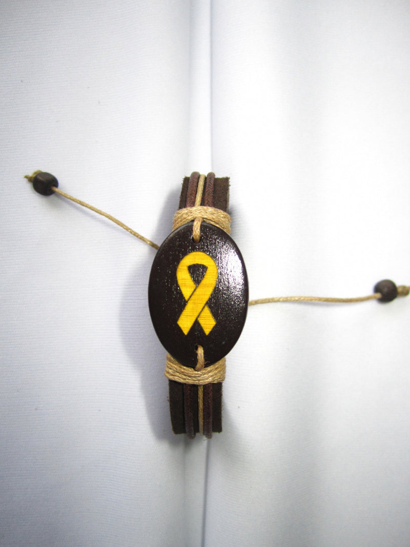 leather yellow ribbon bracelet