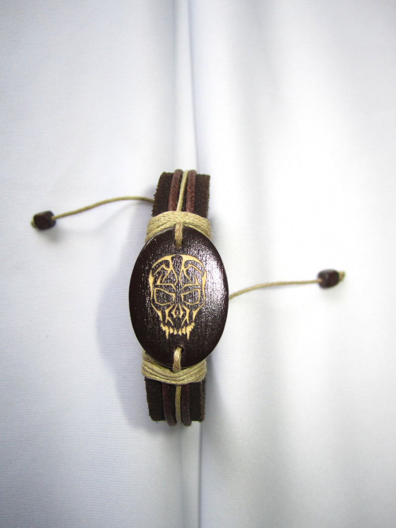 leather tribal skull bracelet