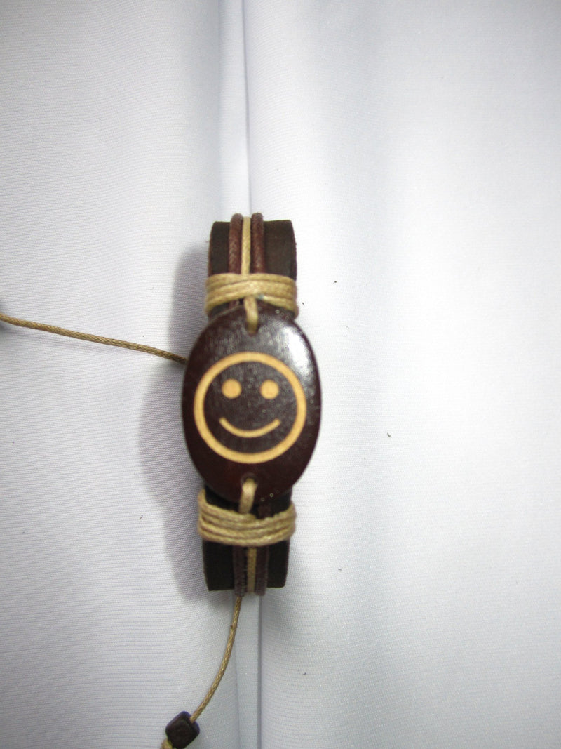 leather smiley face bracelet
