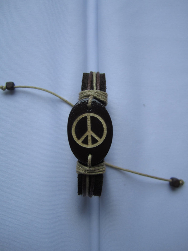 leather peace sign bracelet