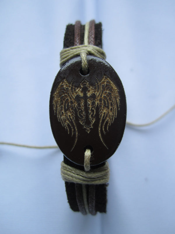 leather tribal cross bracelet