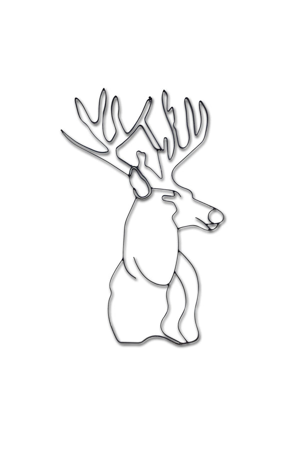 Front view of Deer Head metal wall art and decor