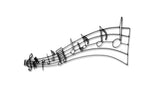 Front view of Music Notes metal wall art and decor