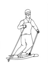 Front view of snow Skier metal wall art and decor
